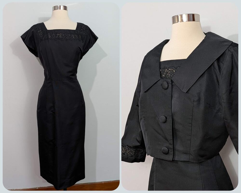 Petty Hite Fashion 50s Black Wiggle Dress with Matching Jacket